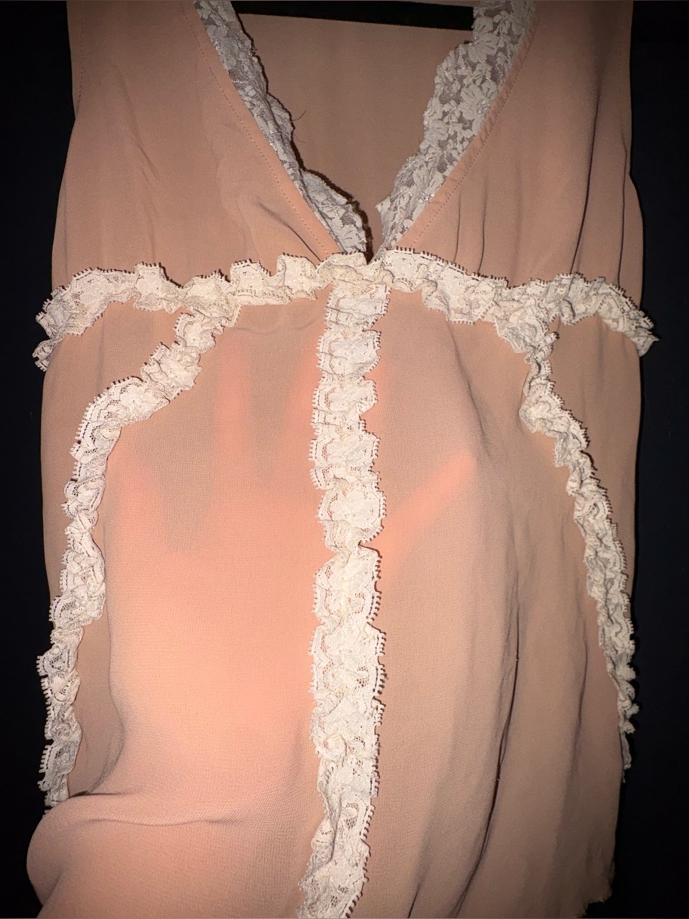 Peach Lace-Trim Top